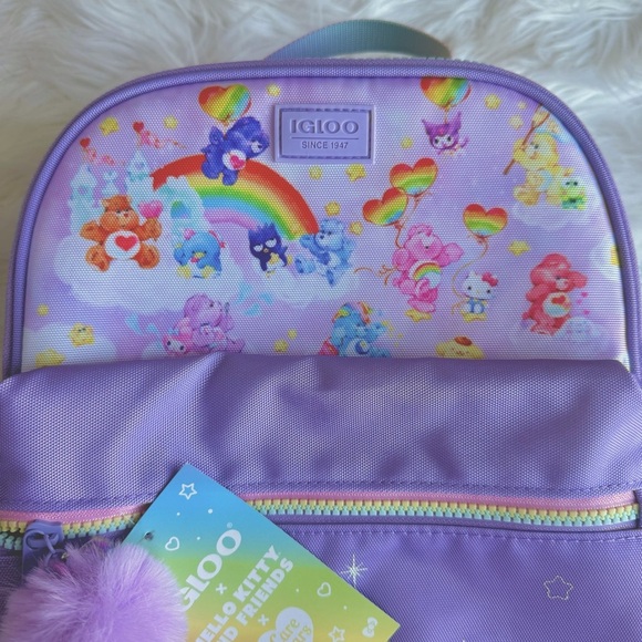 NEW! Purple Hello Kitty x Care Bears Insulated Igloo Cooler Backpack Bag Picnic - Picture 3 of 16